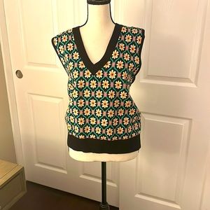 Anthropology Maeve Flower print sweater vest